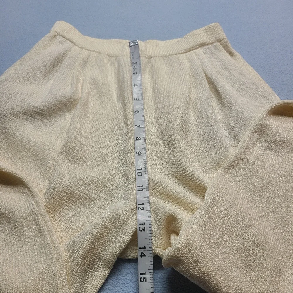 St. John Collection Knit Pants Womens 6 Cream Excellent Pleated Santana Wide Leg